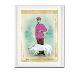 <em>Carolin Löbbert, Uniformwechsel mit Hund (from the series »ancestors«), 32 x 38 cm, Acryl auf altem Fotopapier, Original, 600 €</em>